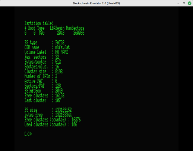 steckOS fsinfo command output