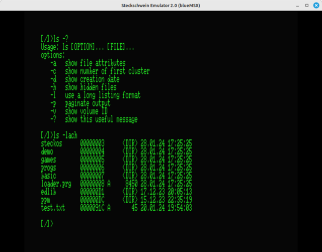 steckOS ls command output