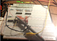 This setup is the origin of the Steckschwein. We attached LEDs to the address lines, hard‑wired the data lines to $EA — the 6502’s NOP instruction — and drove the system with a slow clock signal.
