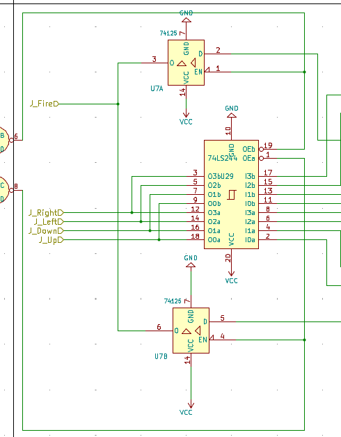 Schematic showing GND at the top and VCC at the bottom